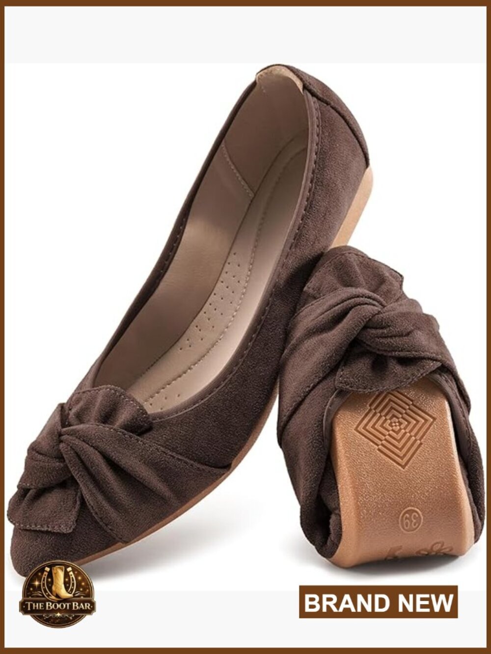 Suede Flats with Memory Foam Insoles, Slip-On Foldable Office Shoes